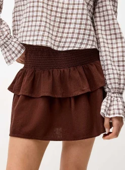 Smocked waist miniskirt