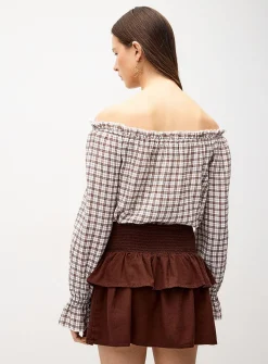 Smocked waist miniskirt