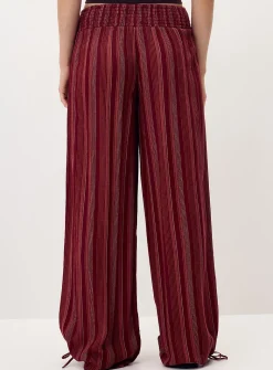 Smocked-waist crinkled-finish pant