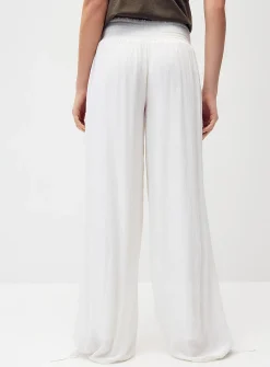 Smocked-waist crinkled-finish pant