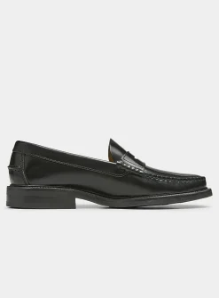 Smooth leather penny loafers