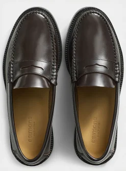 Smooth leather penny loafers