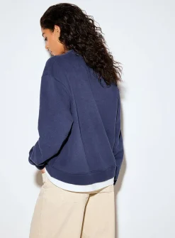 Soft brushed finish loose-fit layered-effect sweatshirt