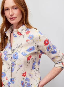 Soft flowers pure linen shirt