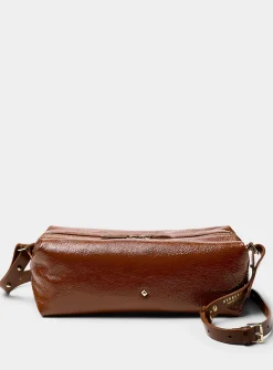Sohna glossy leather rectangular shoulder bag