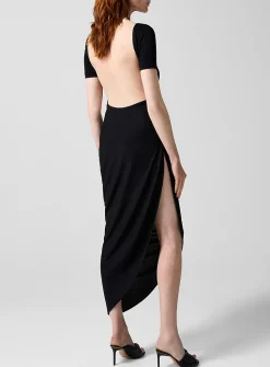 Sole open-back asymmetrical dress