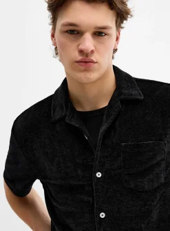 Solid chenille knit shirt