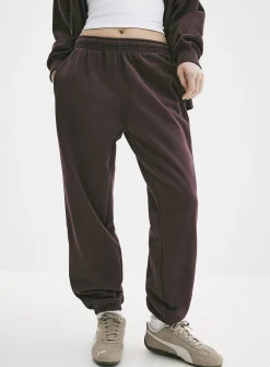 Solid cotton-fleece loose joggers