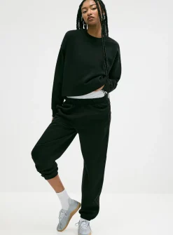 Solid cotton-fleece loose joggers