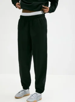 Solid cotton-fleece loose joggers