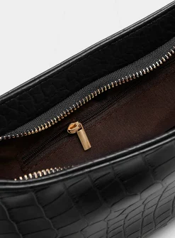 Solid croc baguette bag