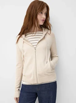 Solid knit soft hooded jacket