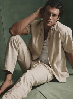 Solid lightweight linen pyjama pant