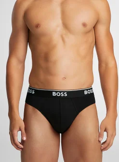 Solid logo-waistband briefs