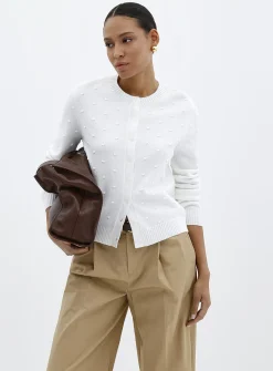 Solid pompom cardigan