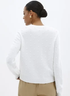 Solid pompom cardigan