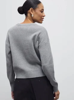 Solid pure cotton boxy-fit sweater