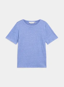 Solid pure linen crew-neck T-shirt