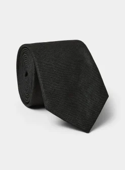 Solid pure linen tie