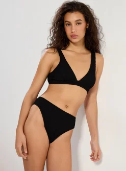 Solid ruffle-textured triangle bralette