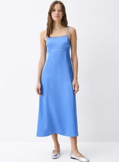 Solid satiny maxi dress