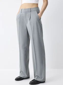 Solid straight dress pant