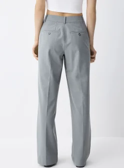 Solid straight dress pant