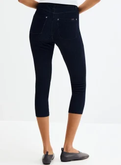 Solid stretch denim capri legging