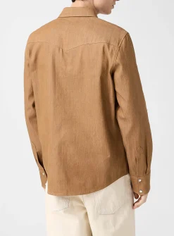 Speckled brown denim Western shirt