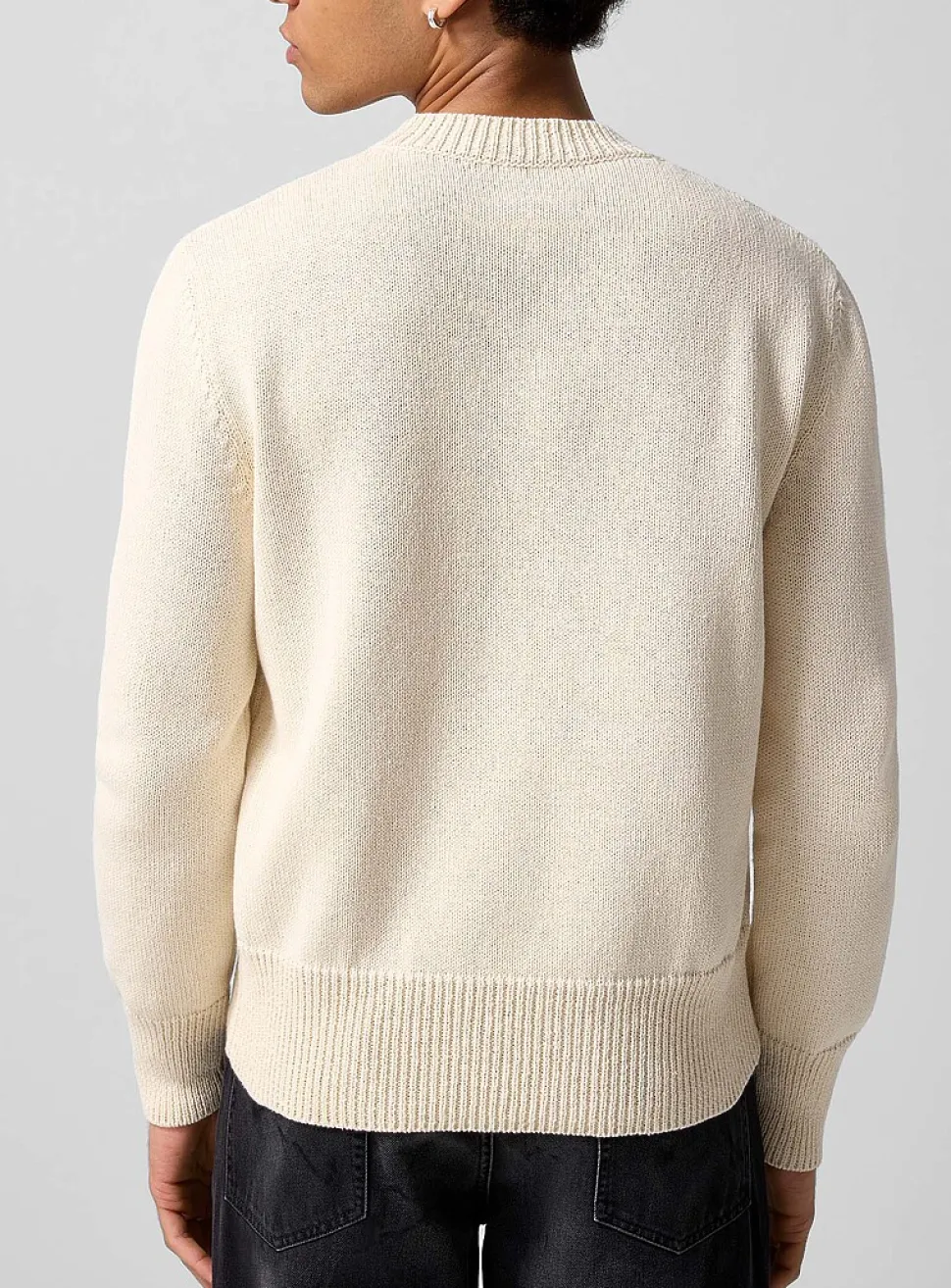 Spray paint print raw knit sweater