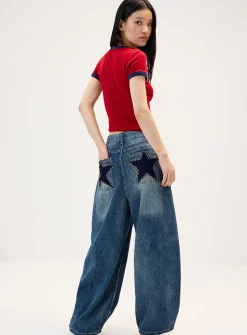 Star-shaped back pockets jean