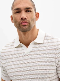 Stellan twin-stripe Johnny-collar polo