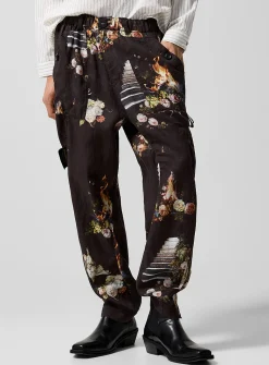 Still life print linen pant
