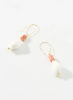 Stone and seashell long earrings