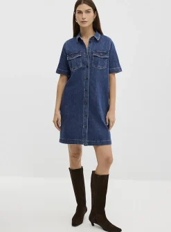 Straight-fit denim shirtdress