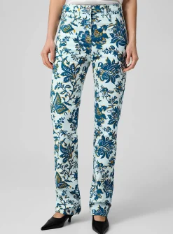 Straight-leg floral jean