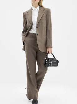 Straight-leg wool blend pant