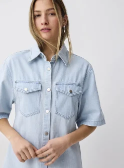 Stretch denim shirtdress