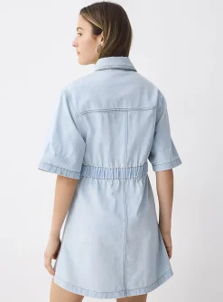 Stretch denim shirtdress