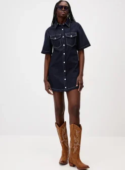 Stretch denim shirtdress