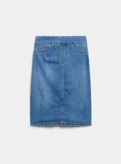 Stretch denim slim-fit skirt