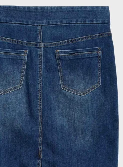 Stretch denim slim-fit skirt