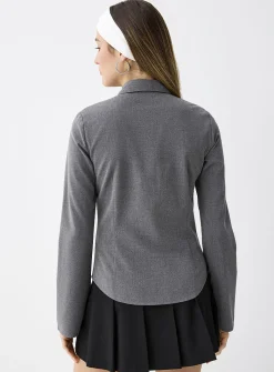 Stretch fitted crepe shirt