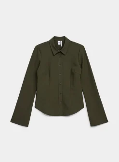 Stretch fitted crepe shirt