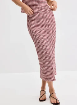 Stretch gingham pencil skirt