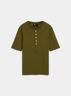 Stretch jersey Henley T-shirt