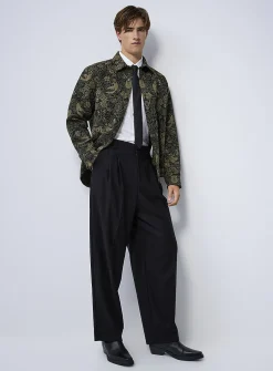 Stretch loose pleated pant