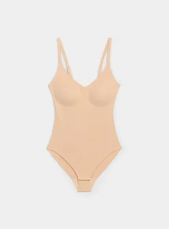 Stretch smoothing V-neck bodysuit