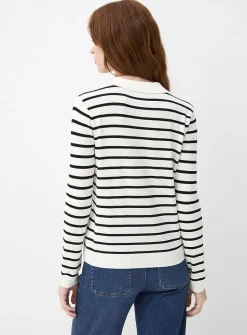 Stretch striped polo sweater