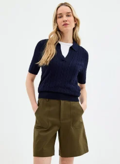 Stretch structured twill short
